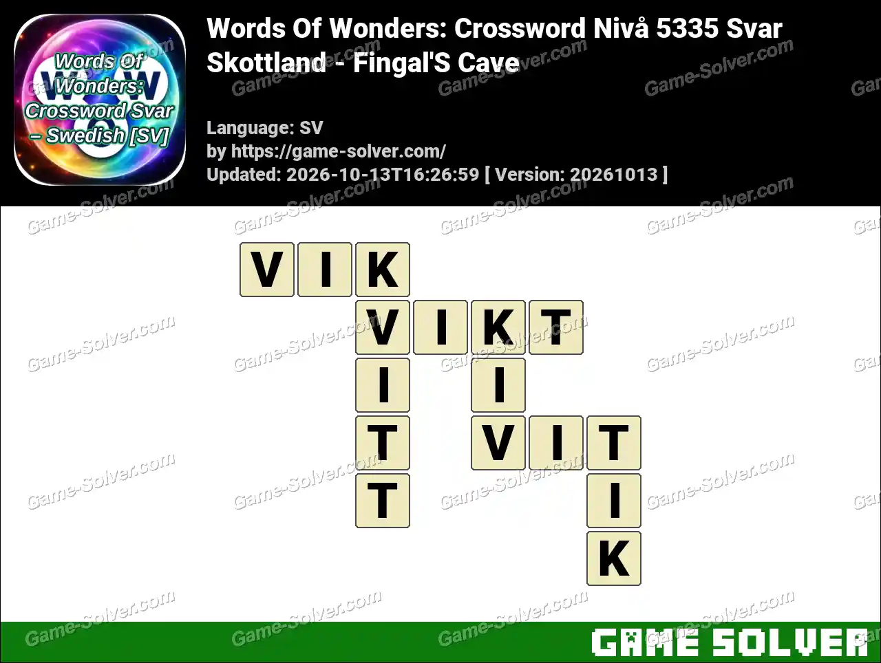 Words Of Wonders: Crossword Nivå 5335 Svar – Skottland – Fingal’S Cave
